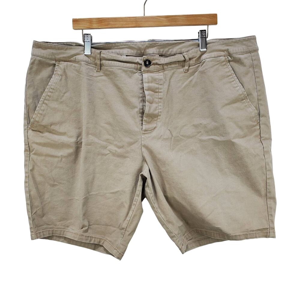 Asos Shorts Mens Size 46 Trouser Tan Khaki Shorter Length Button Front Pockets